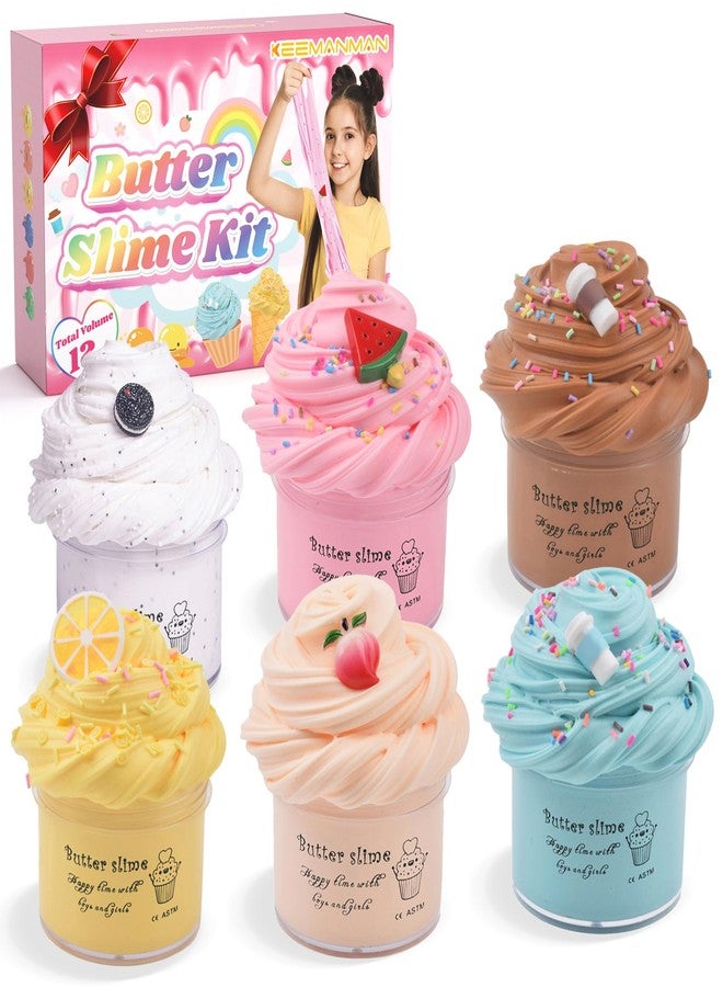 Keemanman 6 Pack Butter Slime Kit for Girls, Kids Slime, Toys for Ages 6-8 8-13 Girls Boys, Cool Girl Birthday Gifts Party Favors Cute Stuff Stocking Stuffers for 4 5 7 9 10 11 12 Year Old - Image 1
